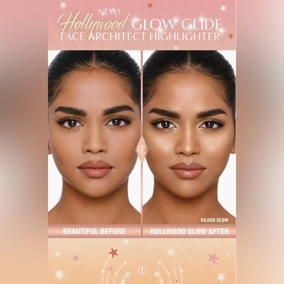 Charlotte Tilbury Glow Glide Hollywood Highlighter in Gilded Glow - New w/Box - Picture 7 of 13